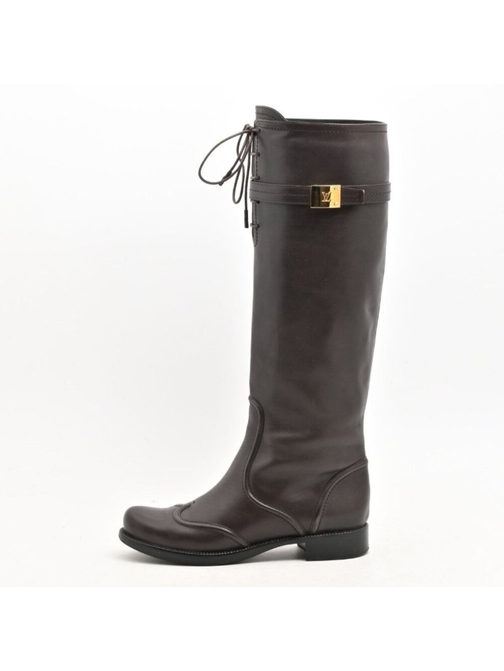 Louis Vuitton Long Boots Dark Brown Leather